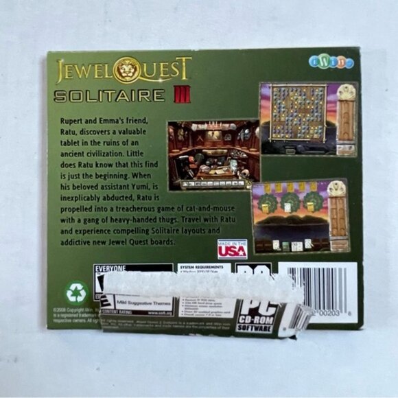 Jewel Quest Solitaire III Games PC Cd ROM Game E Everyone ESRB iWin Games 2008 - Picture 6 of 6